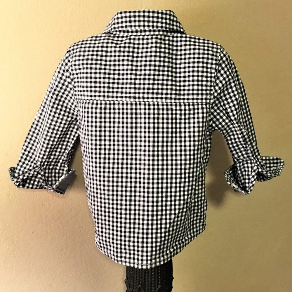 OSHKOSH Button Front Blue Gingham Check Shirt 18M